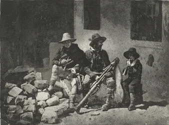 Seated Pifferari, Italian Street Musicians (in the Courtyard, 21 Quai de Bourbon)